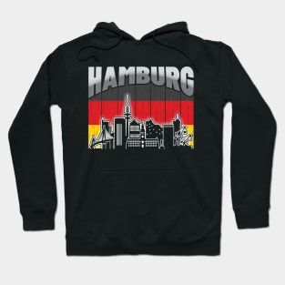 Hamburg Germany Skyline Vintage German Flag Hoodie